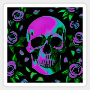 Neon Floral Abstract Skull Colorful Roses Design Sticker